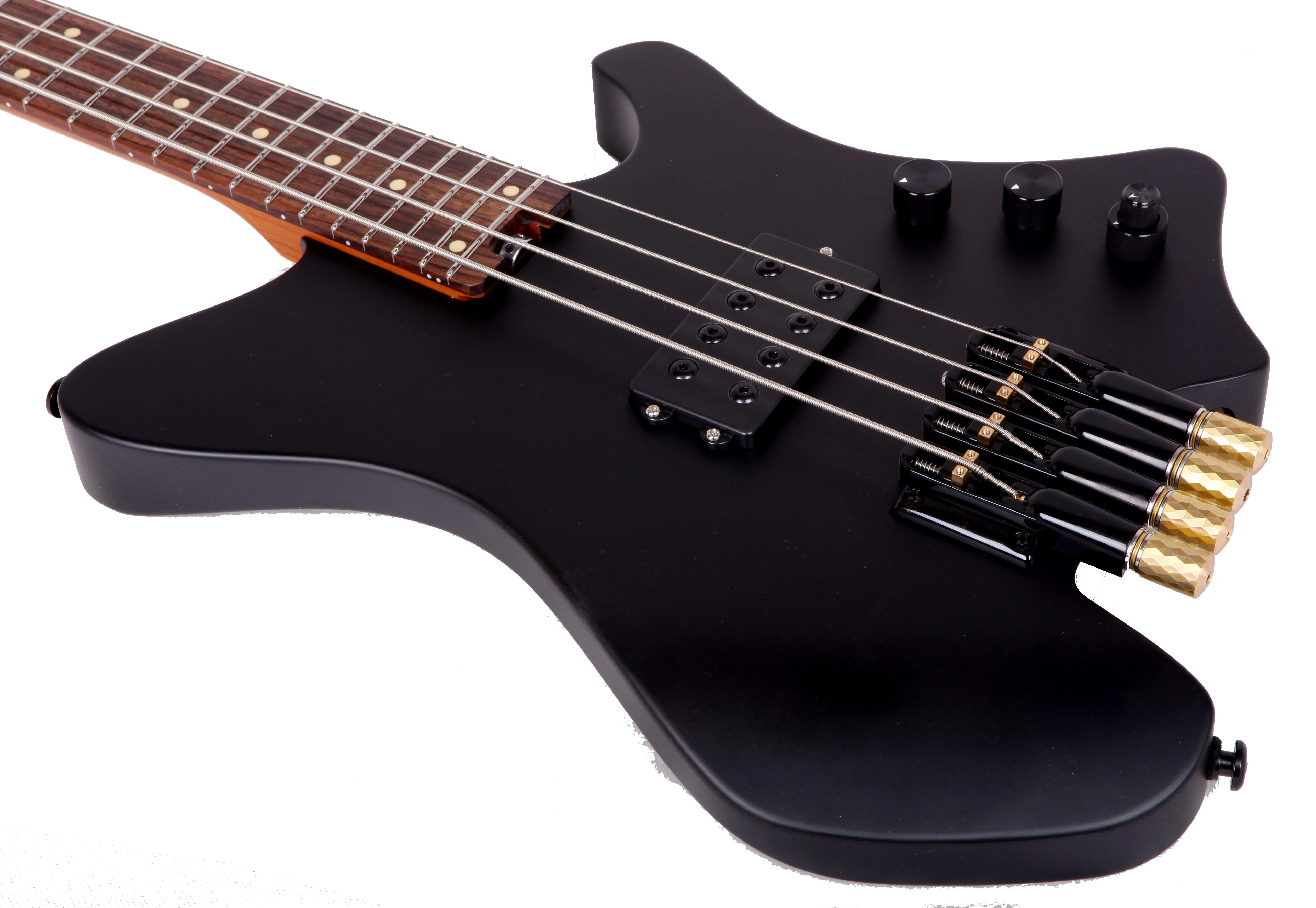 EART Guitars. BW-4 Roasted Bookmatch Mahogany Body 4 Strings Bass, Black, White - Image 6