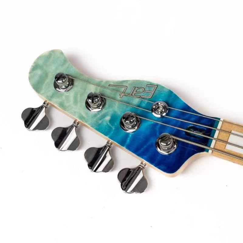 Eart Guitars, EB-004 Roasted Bookmatch Mahogany+Quilted Maple Bass - Image 4