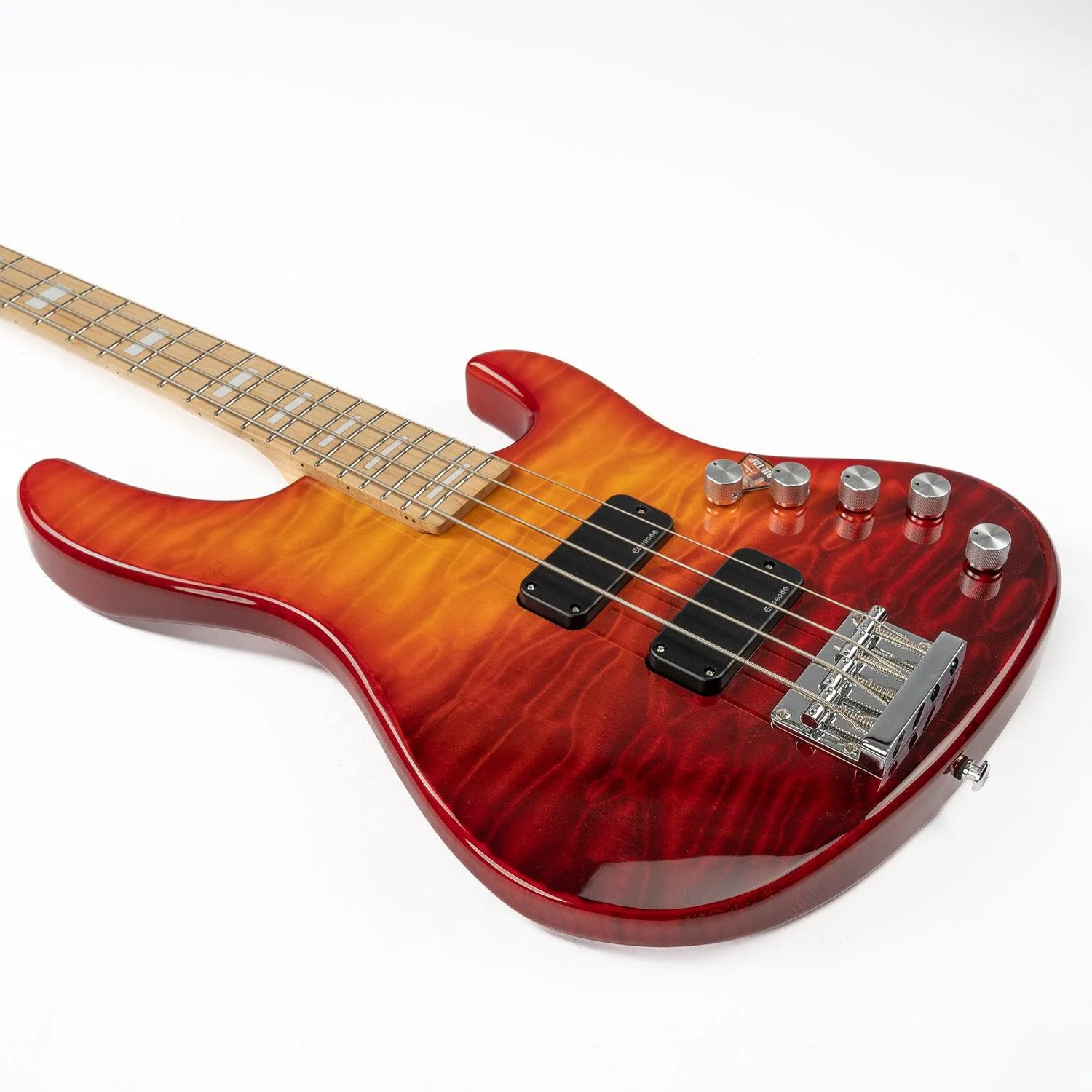 Eart Guitars, EB-004 Roasted Bookmatch Mahogany+Quilted Maple Bass - Image 7